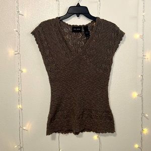 Axcess Brown Knitted Crochet Top